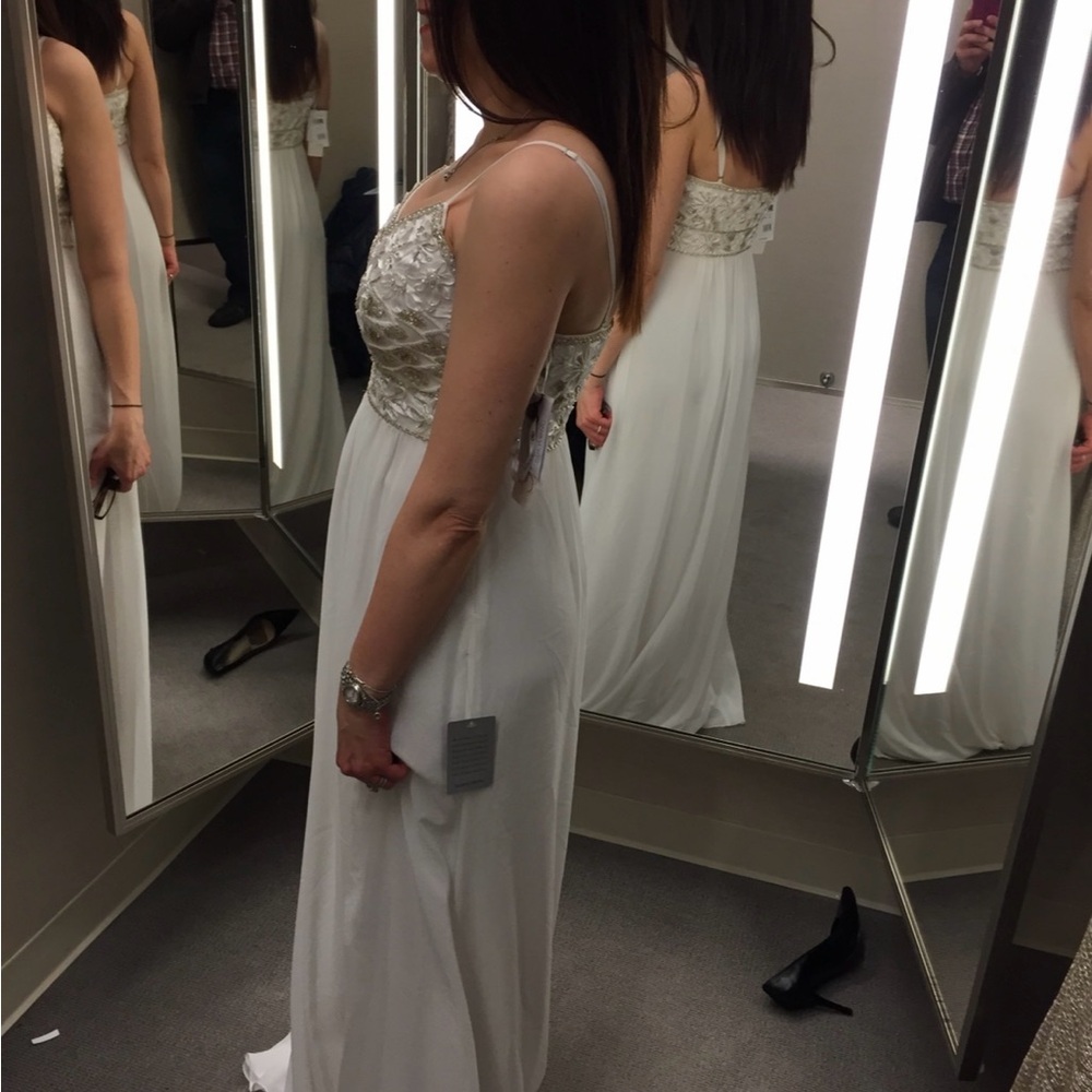 Sue Wong  Grecian White Beaded Elegant Evening Gown, Size XS - Picture 9 of 16